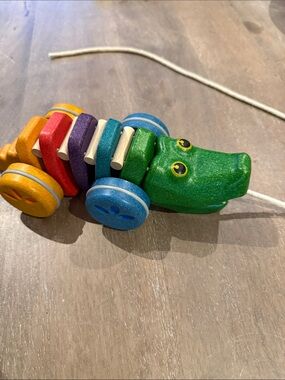 Plan Toys Wooden Pull-Along Crocodile Toy